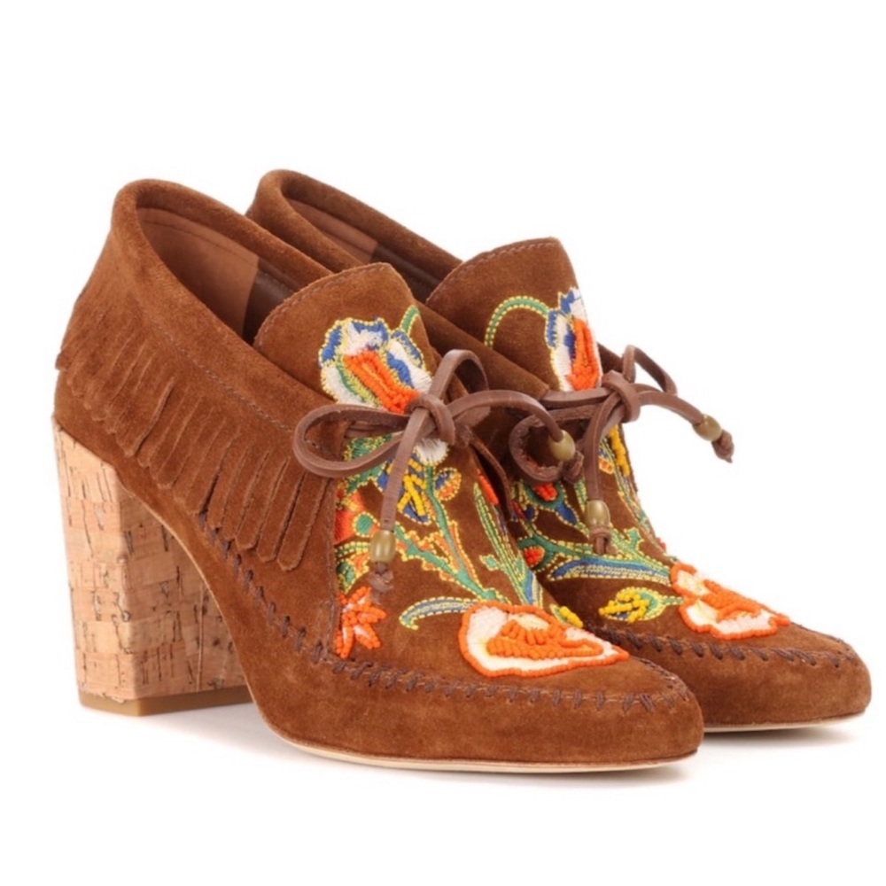TORY BURCH • Huntington Suede Boho Fringe Booties